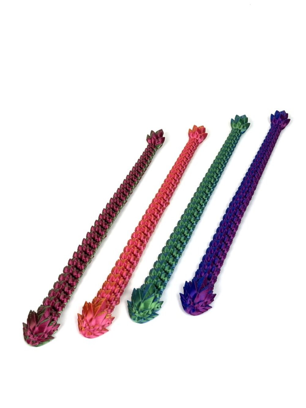 Lot of 4 3D Printed Articulated Dragon Snake Fidget Toy Flexible Sensory 9.5in